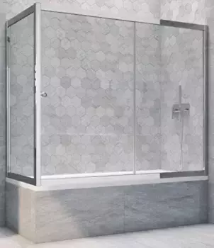 Шторка на ванну стеклянная «Vegas Glass» ZV+ZVF Tur Novo 190/90 прозрачная/хром глянцевая универсальная