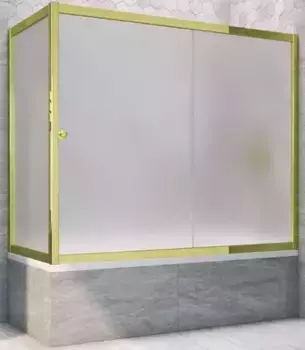 Шторка на ванну стеклянная «Vegas Glass» ZV+ZVF Tur Novo 190/90 сатин/золото глянцевое универсальная