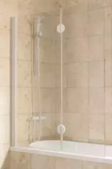 Шторка на ванну стеклянная «Vegas Glass» E2V Lux 120/150 Crystal vision/белая левая