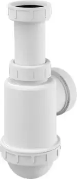 Сифон для кухонной мойки «AlcaPlast» A443 с накидной гайкой белый