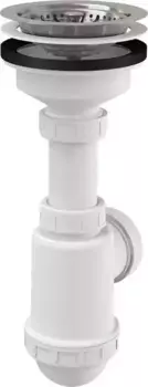 Сифон для кухонной мойки «AlcaPlast» A446 нержавеющая решетка белый