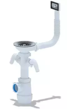 Сифон для кухонной мойки «АНИпласт» Грот3 A0146S 1 1/2"* 40 с двумя отводами нержавеющая сталь