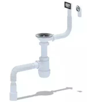 Сифон для кухонной мойки «АНИпласт» Грот 3 1/2"х40 нержавеющая сталь