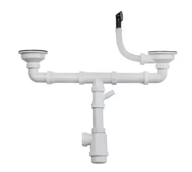 Сифон для кухонной мойки на две чаши «Teka» 61001166 Сифон 3 1/2 с круглым переливом хром