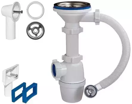 Сифон для кухонной мойки «Orio» Б-4507 нержавеющая сталь