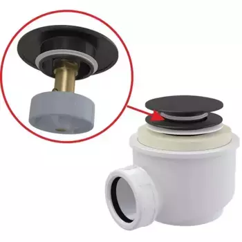 Сифон для поддона «AlcaPlast» A465-50 чёрный матовый Клик-клак