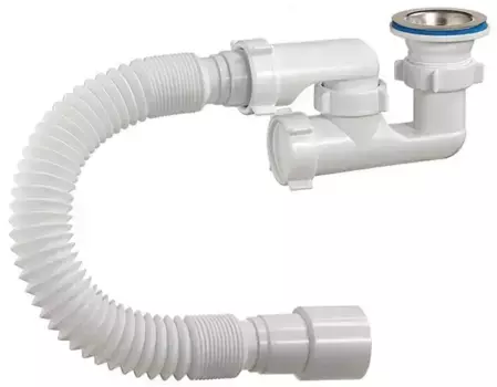 Сифон для поддона «Orio» А-82589 1 1/2"x50+гофра нержавеющая сталь без крышки