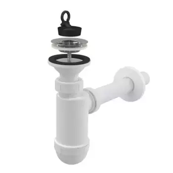 Сифон для раковины «AlcaPlast» A410 хром/белый