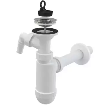 Сифон для раковины «AlcaPlast» A410P хром/белый