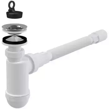 Сифон для раковины «AlcaPlast» A41+A710 хром/белый