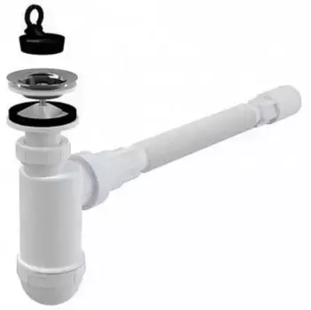 Сифон для раковины «AlcaPlast» A41+A71 хром/белый