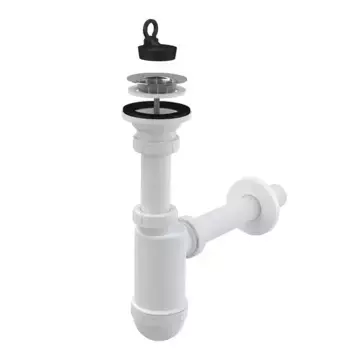 Сифон для раковины «AlcaPlast» A41 хром/белый