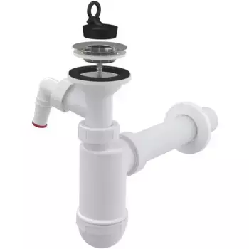 Сифон для раковины «AlcaPlast» A41P хром/белый