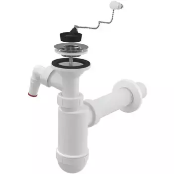 Сифон для раковины «AlcaPlast» A41PR хром/белый