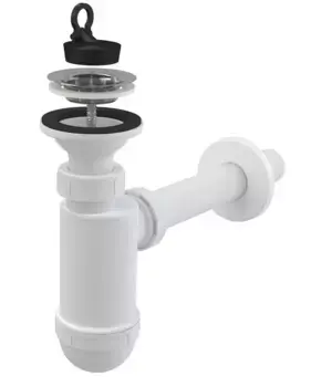 Сифон для раковины «AlcaPlast» AG210512140 с нержавеющей peшeткой A41 белый