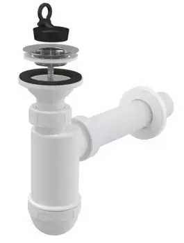 Сифон для раковины «AlcaPlast» AG2105123710 с нержавеющей peшeткой + гибкое соединение A41 Flexi белый