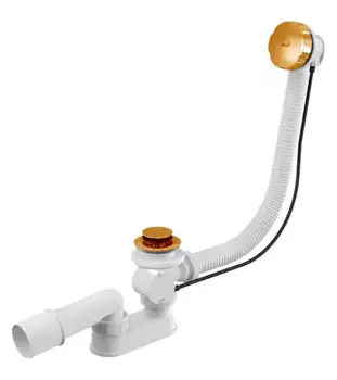 Сифон для ванны слив-перелив «AlcaPlast» A55K перелив 57 см золото полуавтомат