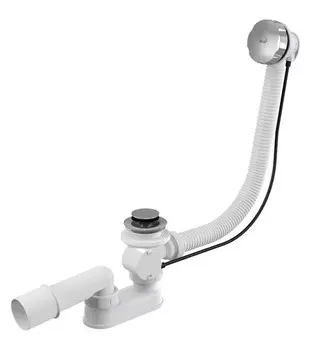 Сифон для ванны слив-перелив «AlcaPlast» A55K перелив 80 см хром полуавтомат