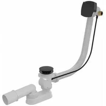 Сифон для ванны слив-перелив «AlcaPlast» A564 перелив 57 см чёрный матовый полуавтомат с изливом