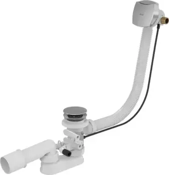 Сифон для ванны слив-перелив «AlcaPlast» A566-273133-100 перелив 100 см матовый хром полуавтомат с изливом