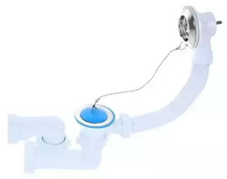 Сифон для ванны слив-перелив «АНИпласт» E250 перелив 50 см хром с пробкой