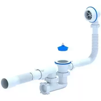 Сифон для ванны слив-перелив «АНИпласт» Варяг C6255 перелив 50 см белый с пробкой