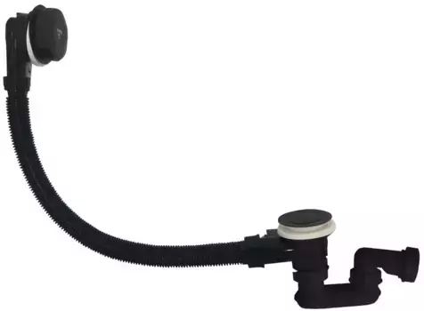 Сифон для ванны слив-перелив «Marka One» Luxe 600 ФКб перелив 60 см чёрный матовый Клик-клак