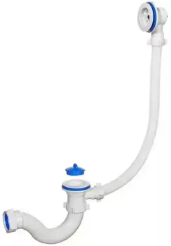 Сифон для ванны слив-перелив «Orio» А-7008 1 1/2"х40 перелив 50 см белый с пробкой