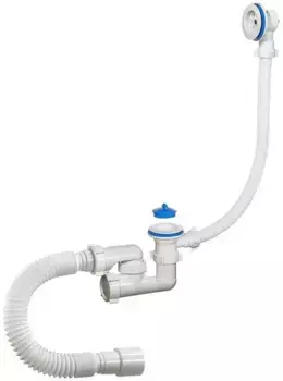 Сифон для ванны слив-перелив «Orio» А-60089 1 1/2"х40 перелив 50 см белый с пробкой