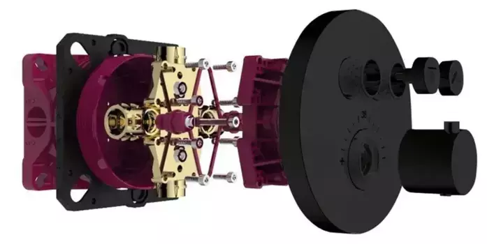 Смеситель для душа «AQUAme» AQM8802MB с термостатом чёрный матовый