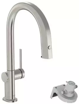 Смеситель для кухни с подключением к фильтру «Hansgrohe» Aqittura M91 76803800 с выдвижным изливом сталь