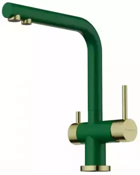 Смеситель для кухни с подключением к фильтру «Omoikiri» Nagano RG-LG royal green/светлое золото