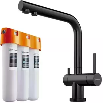 Смеситель для кухни с подключением к фильтру «Omoikiri» Nagano GM+ Pure drop Lite вороненая сталь