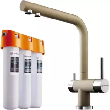 Смеситель для кухни с подключением к фильтру «Omoikiri» Nagano P-CH+Pure drop Lite шампань