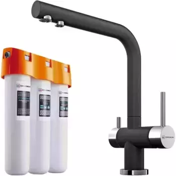 Смеситель для кухни с подключением к фильтру «Omoikiri» Nagano P-BL+Pure drop Lite чёрный