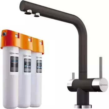 Смеситель для кухни с подключением к фильтру «Omoikiri» Nagano P-DC+Pure drop Lite тёмный шоколад