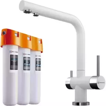 Смеситель для кухни с подключением к фильтру «Omoikiri» Nagano P-WH+Pure drop Lite белый