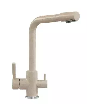 Смеситель для кухни с подключением к фильтру «Polygran» Высокий дуо песочный