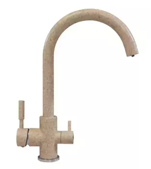 Смеситель для кухни с подключением к фильтру «Polygran» Элара дуо песочный