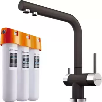 Смеситель для кухни с подключением к фильтру «Omoikiri» Nagano + Pure drop Lite (в комплекте с фильтром) тёмный шоколад