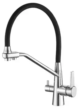 Смеситель для кухни с подключением к фильтру «Aquanika» Comfort AQC013CRBL хром/чёрный
