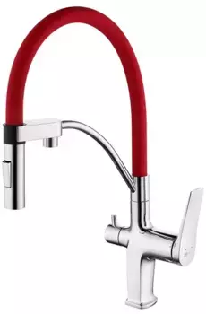 Смеситель для кухни с подключением к фильтру «Lemark» Comfort LM3074C красный/хром
