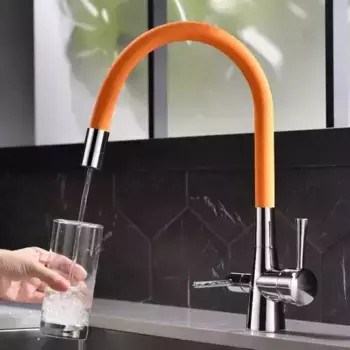 Смеситель для кухни с подключением к фильтру «Lemark» Comfort LM3075C оранжевый/хром