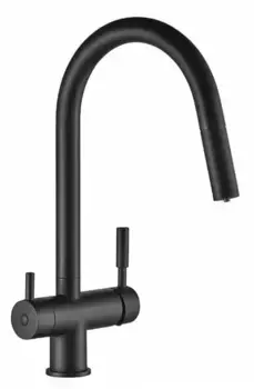 Смеситель для кухни с подключением к фильтру «Schein» 8631BP с выдвижным изливом чёрный матовый