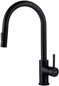 Смеситель для кухонной мойки «Акватек» Европа AQ1384MB с выдвижным изливом чёрный матовый