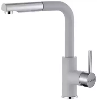 Смеситель для кухонной мойки «Alveus» Siros-P G81 1129044 с выдвижным изливом concrete