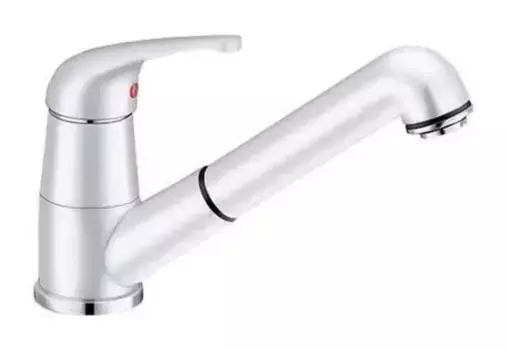 Смеситель для кухонной мойки «Blanco» Daras-S 524193 с выдвижным изливом белый