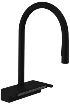 Смеситель для кухонной мойки «Hansgrohe» Aquno Select M81 73831670 с выдвижным изливом чёрный матовый