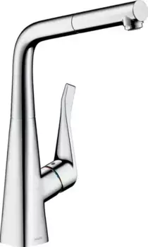 Смеситель для кухонной мойки «Hansgrohe» Metris 14821000 с выдвижным изливом хром