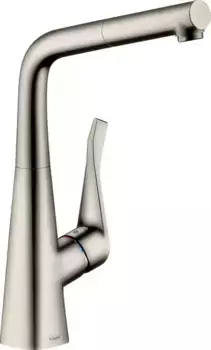 Смеситель для кухонной мойки «Hansgrohe» Metris M71 14821800 с выдвижным изливом сталь